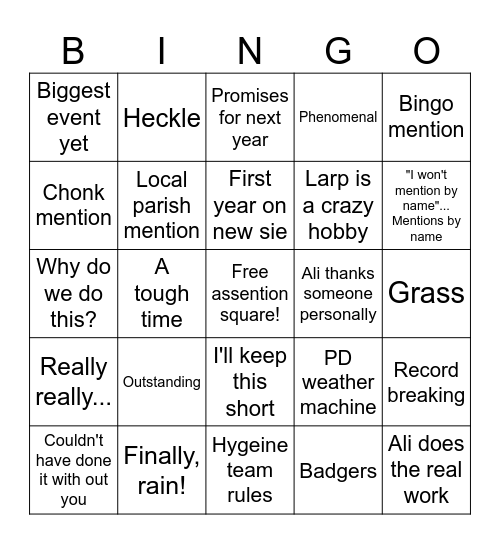 E4 BINGOOO Bingo Card