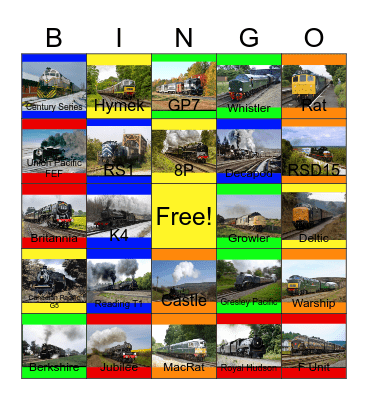 The High Iron Company's Steam Program and other Heritage Railroads that I would like to film while Laurie passed away one day Bingo Card