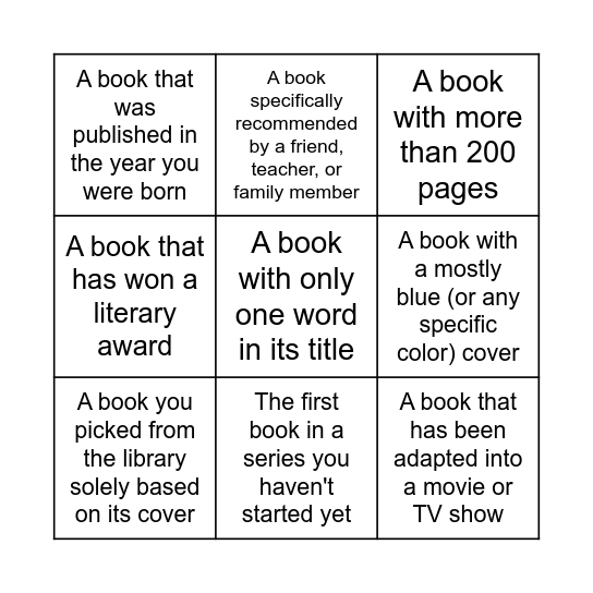 Book Bingo: Attributes & Discovery Bingo Card