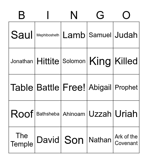 2 Samuel Due Bingo Card