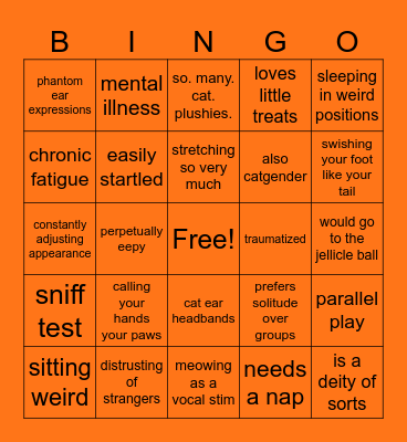Cat Therian Bingo Card