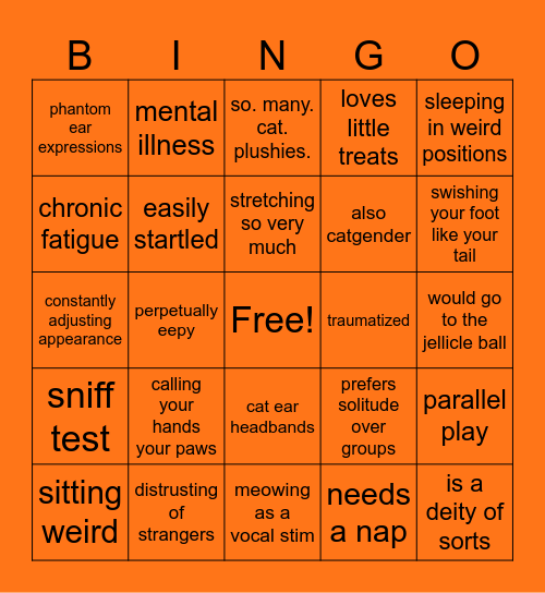 Cat Therian Bingo Card