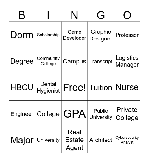 6th Grade Bingo Card