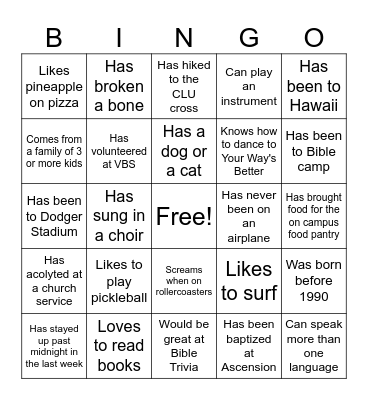 Confirmation Find Five! Bingo Card
