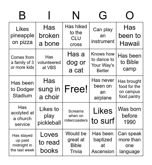 Confirmation Find Five! Bingo Card