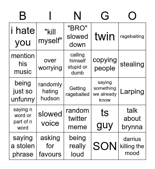 Big D full of glee Bingo Card