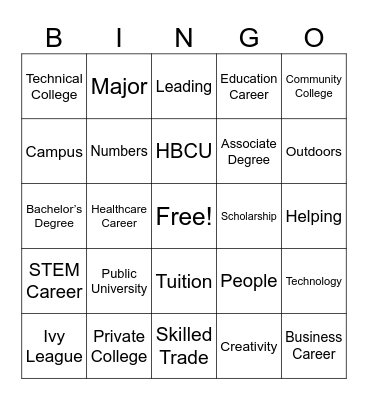 7th Grade Bingo Card