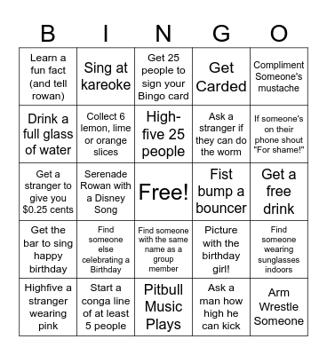 ROWANS B!RTHDAY BINGO Card