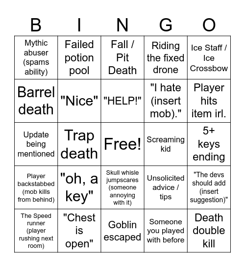 DOE Random Lobby Bingo Card