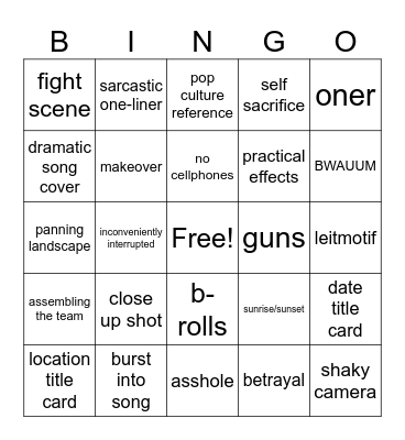 Movie Night Bingo Card
