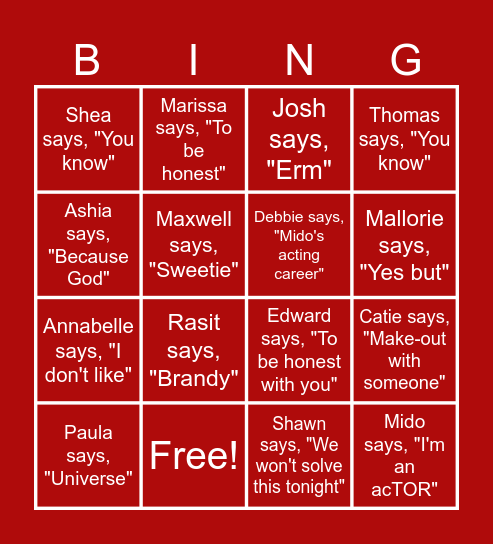 90 Day Tell All Bingo Card