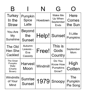 GFHearts Name That Tune Bingo Card