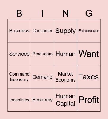Unit 1 Vocab Bingo Card