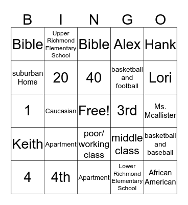 Harold McAllister Bingo Card