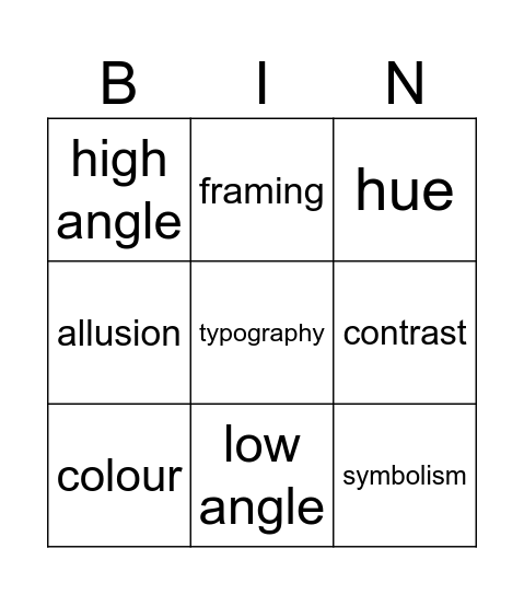 Visual Techniques Bingo Card