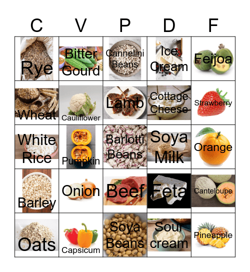 FOOD GROUPS & NUTRITION Bingo Card