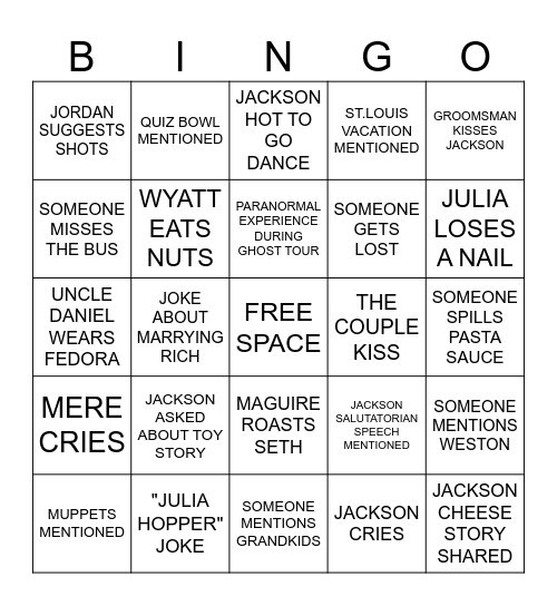 WEDDING BINGO Card