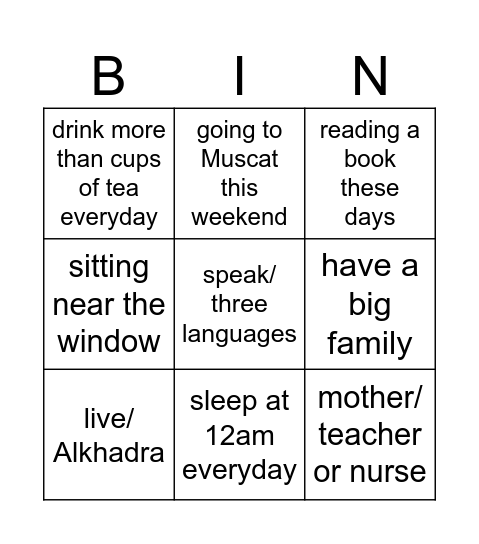 find someone who Bingo Card