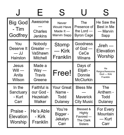 GOSPEL BINGO - GLCCC Bingo Card