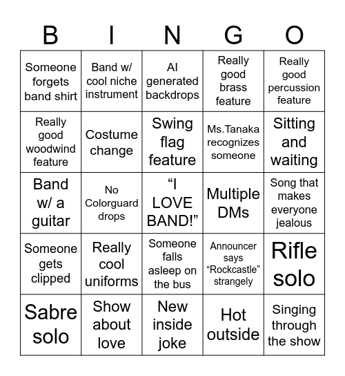 MB comp bingo 🎶 Bingo Card