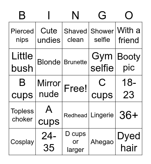 Nudes Bingo Card