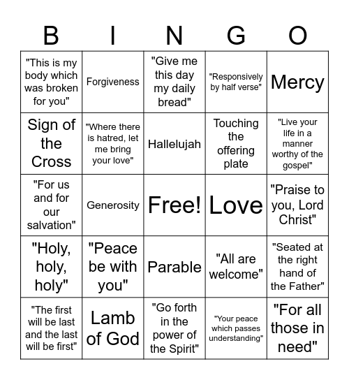 9/20 Bingo Card Bingo Card