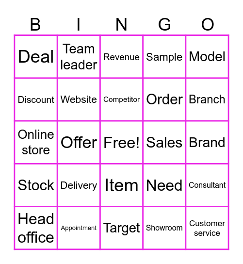 Commercial Consulting / Sales Bingo Card