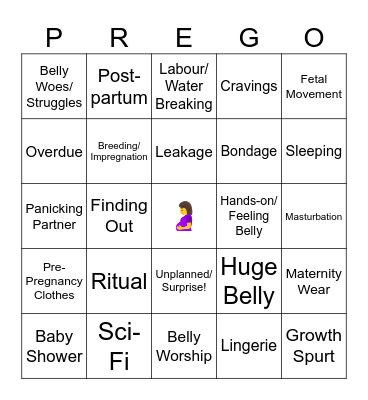 Mayternity Prompts Bingo Card