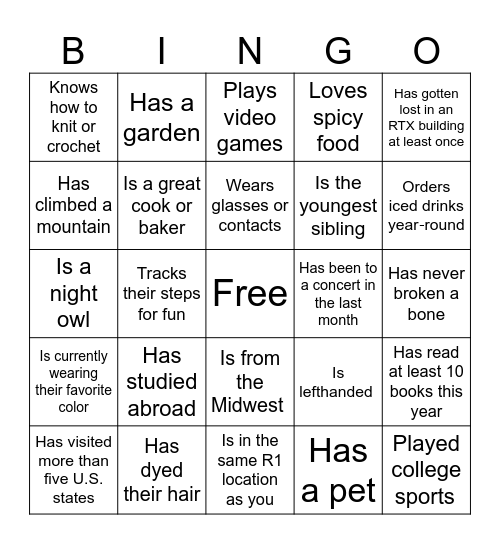 FIND SOMEONE WHO... Bingo Card