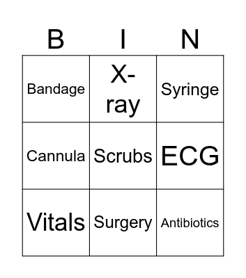 Nursing Bingo Card