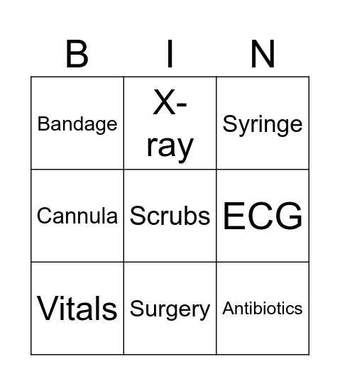 Nursing Bingo Card