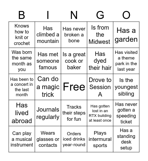 FIND SOMEONE WHO... Bingo Card