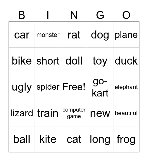 Toys Bingo Card