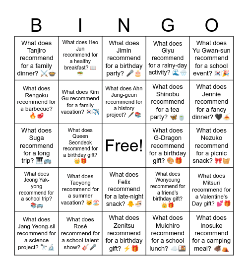 B18 L4 Recommend Bingo Card