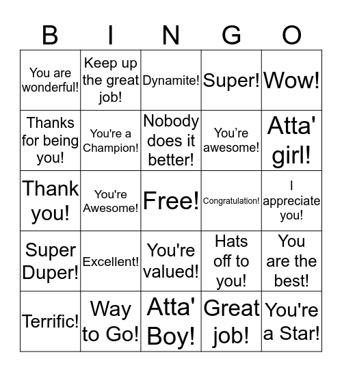 EMPLOYEE APPRECIATION DAY Bingo Card