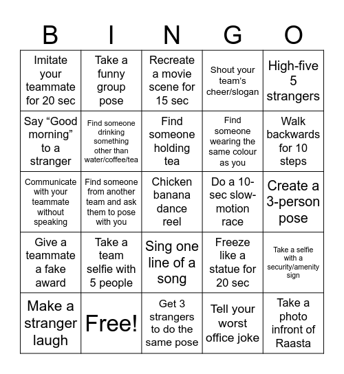 Employee Appreciation Week Bingo Card