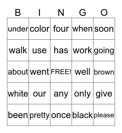 B I N G O Bingo Card