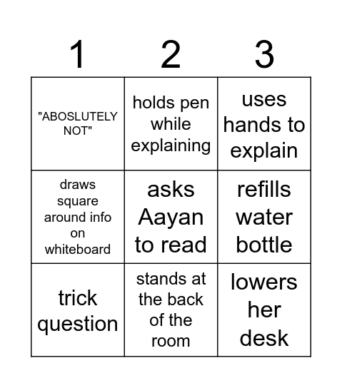 Priscilla Bingo Card