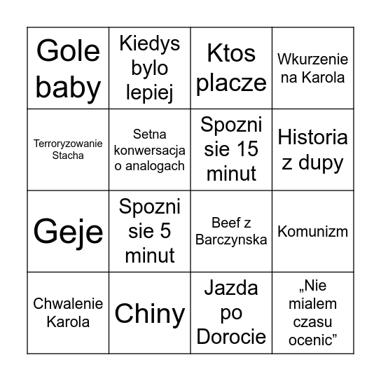 Krufix bingo Card