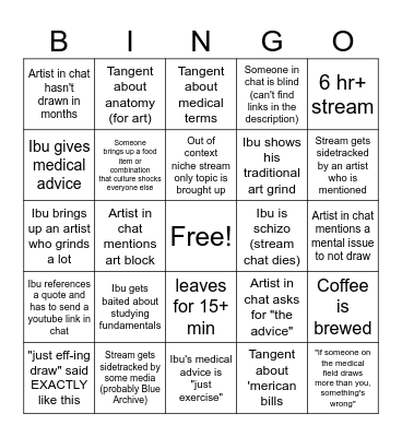 Ibu stream bingo Card