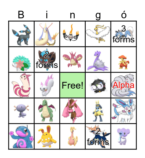 Pokemon Bingo Card