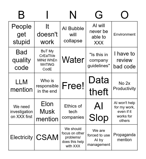 AI BS Bingo Card