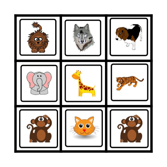 ANIMALS Bingo Card