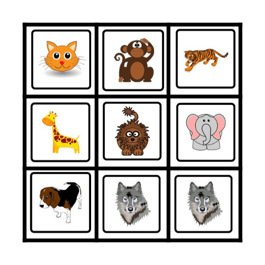 ANIMAL Bingo Card