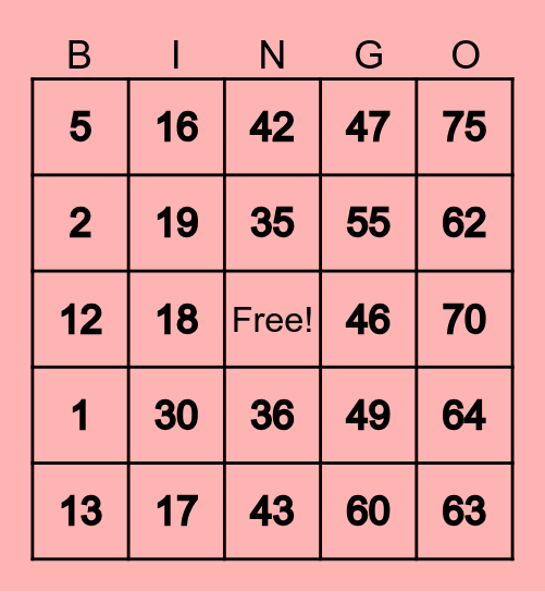 Untitled Bingo Card