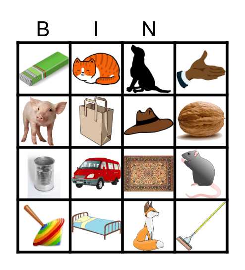 CVC Pictures Bingo Card