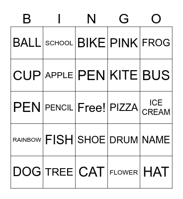 OBJECTS / THINGS BINGO Card
