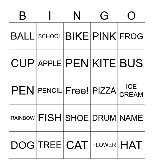 OBJECTS / THINGS BINGO Card