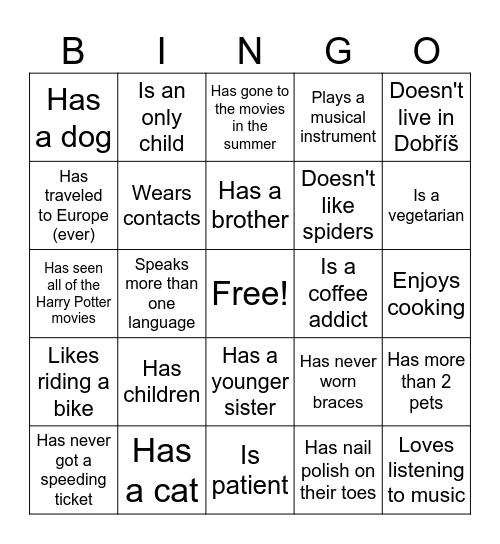 Get To Know! Bingo Card