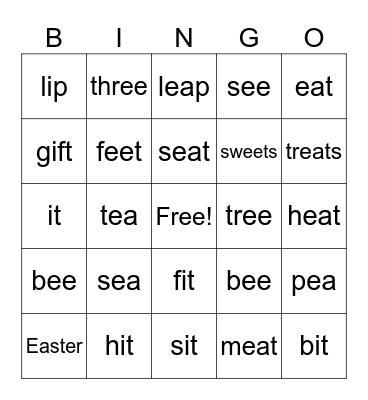 Phonics: The ea & ee Sound Bingo Card